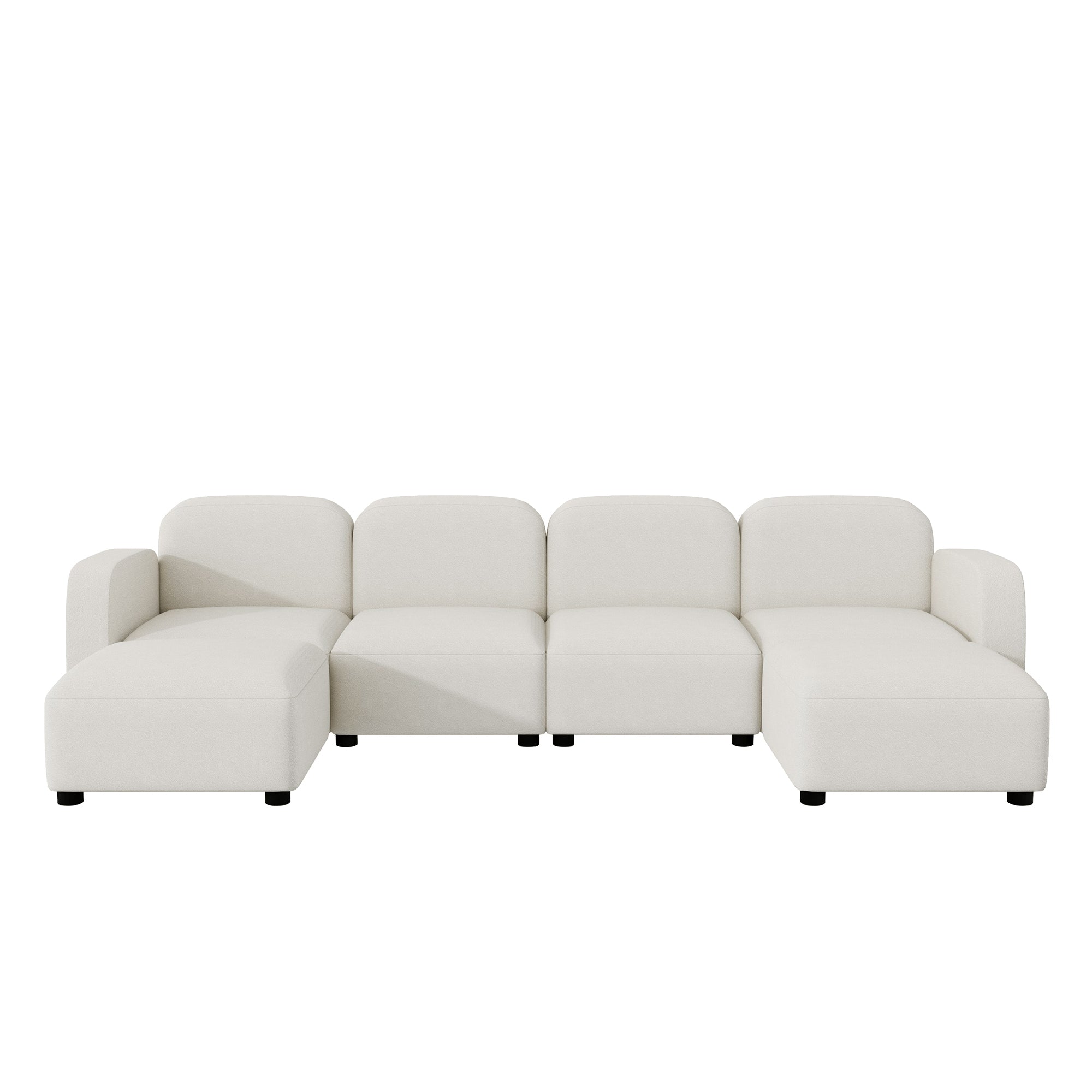 Modern U Shaped Sectional, Modular Comfy Couch with Ottoman, Beige