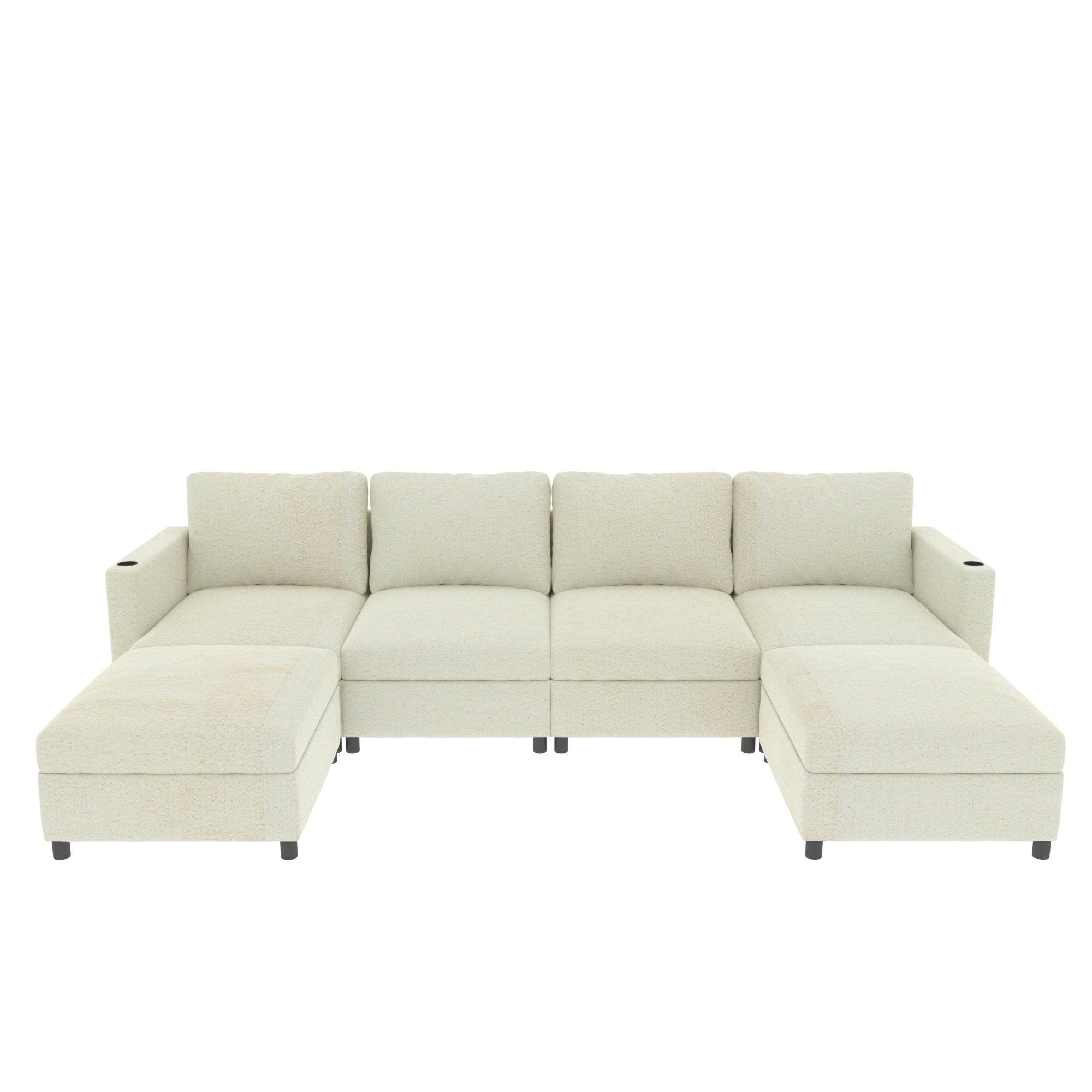 Large Sectional Couch with Storage, Sofa with Chaise- Beige