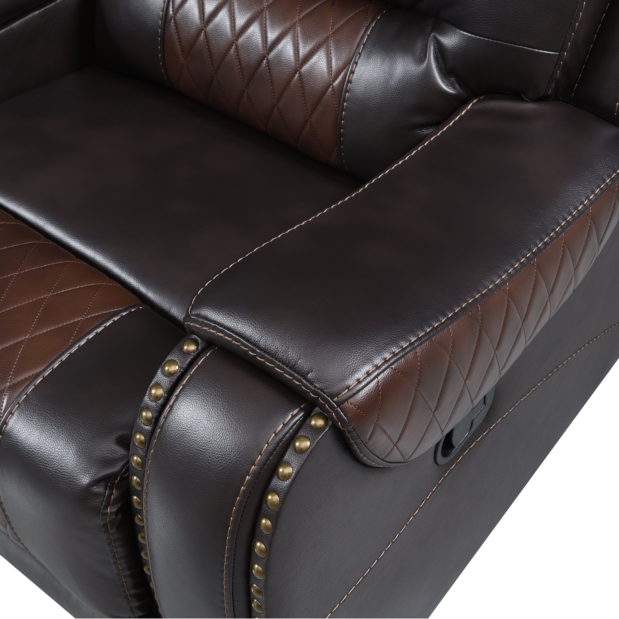 Luxury Reclining Sofa, Corner Sectional Couch Recliner, Brown