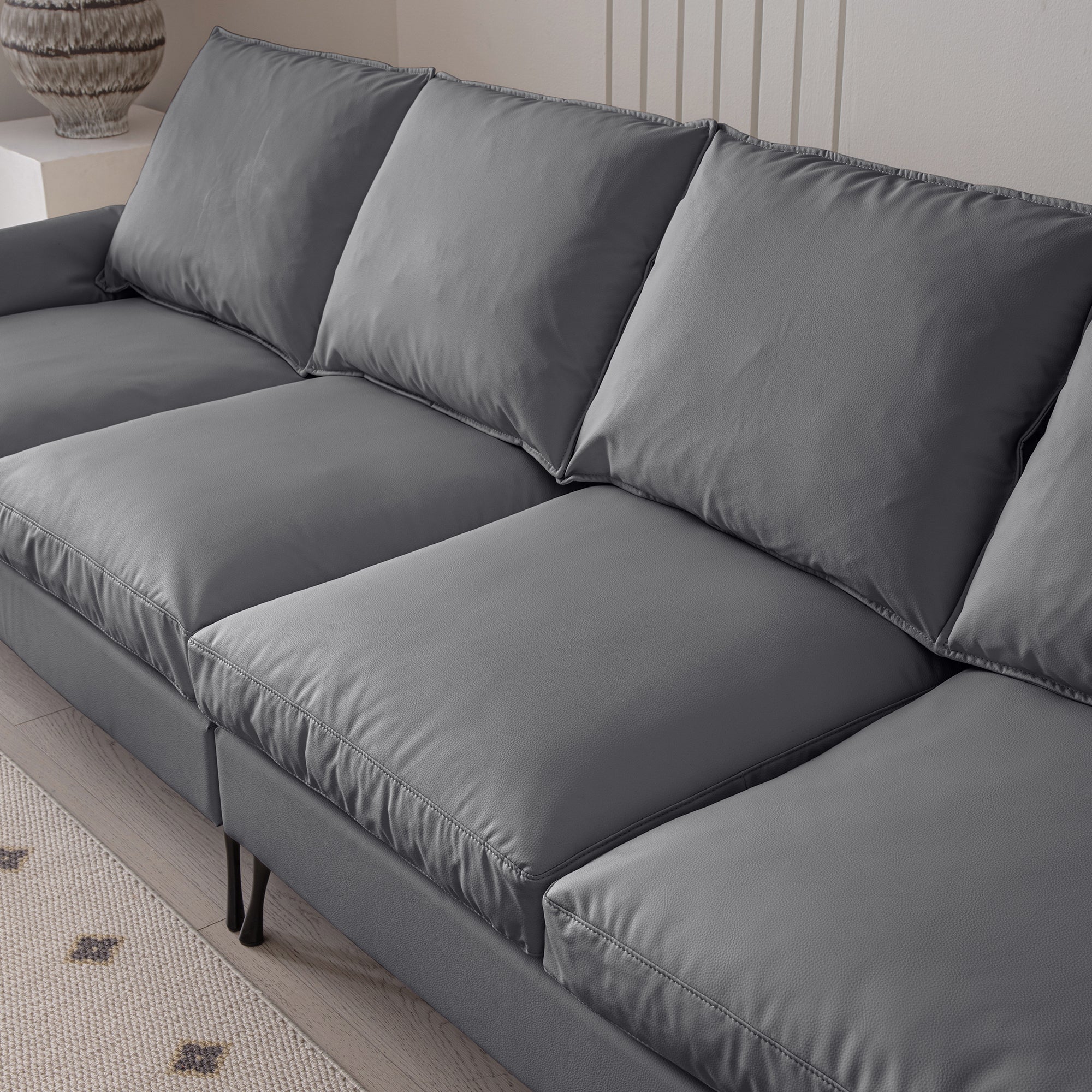 Louie Couch L-Shape, Sofa With Chaise Lounge - Gray