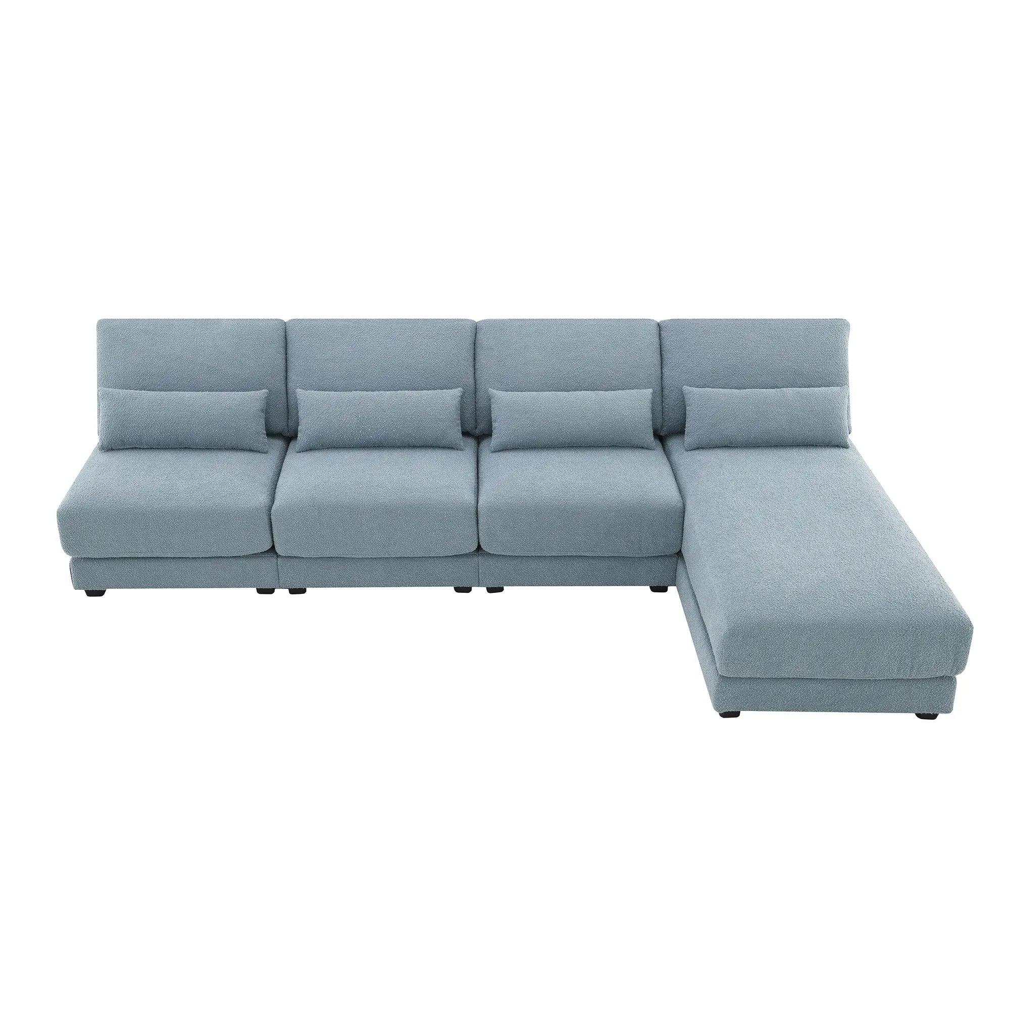 L Shape Couch, Deep Seat Sectional Sofa with Reversible Chaise, Blue