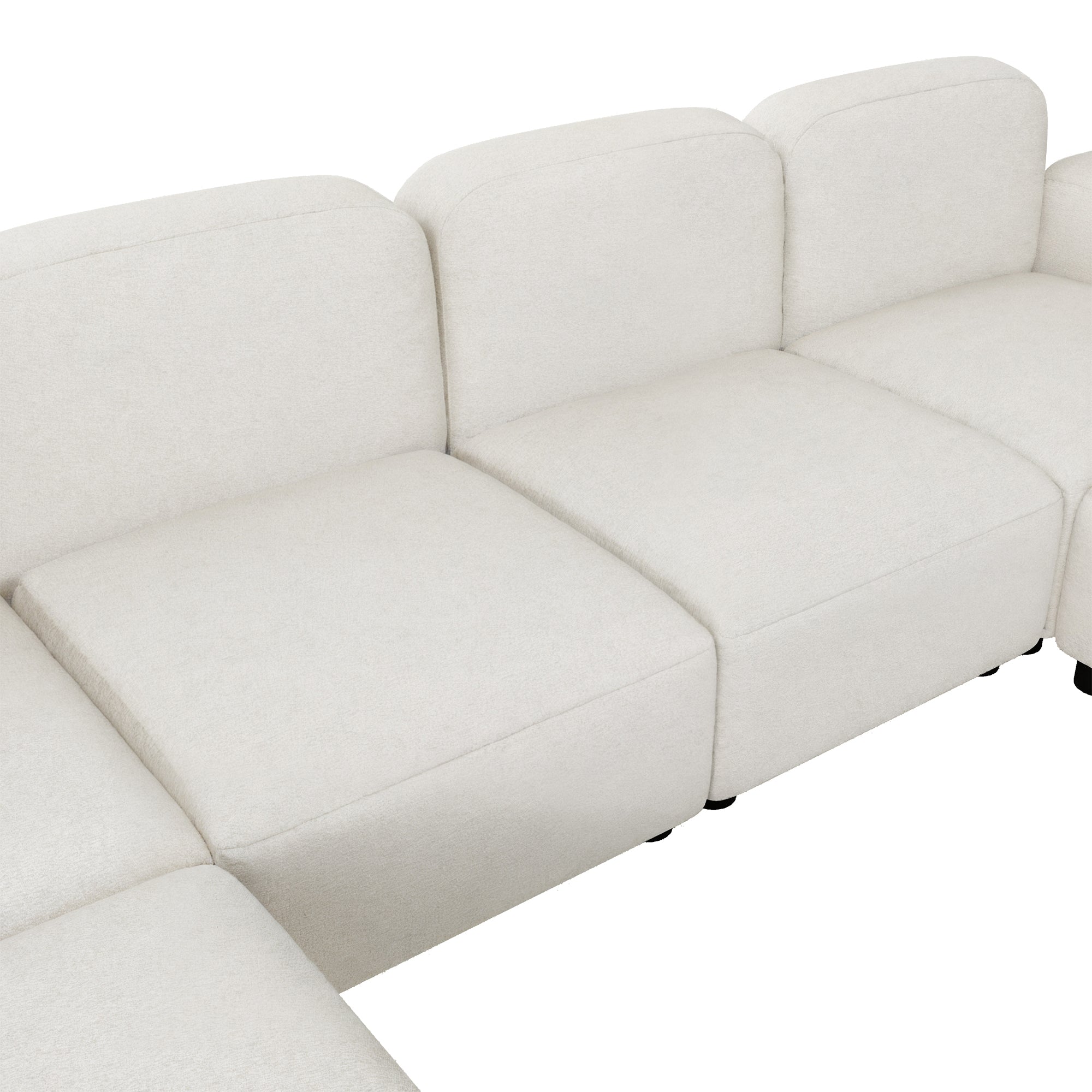 Modern U Shaped Sectional, Modular Comfy Couch with Ottoman, Beige