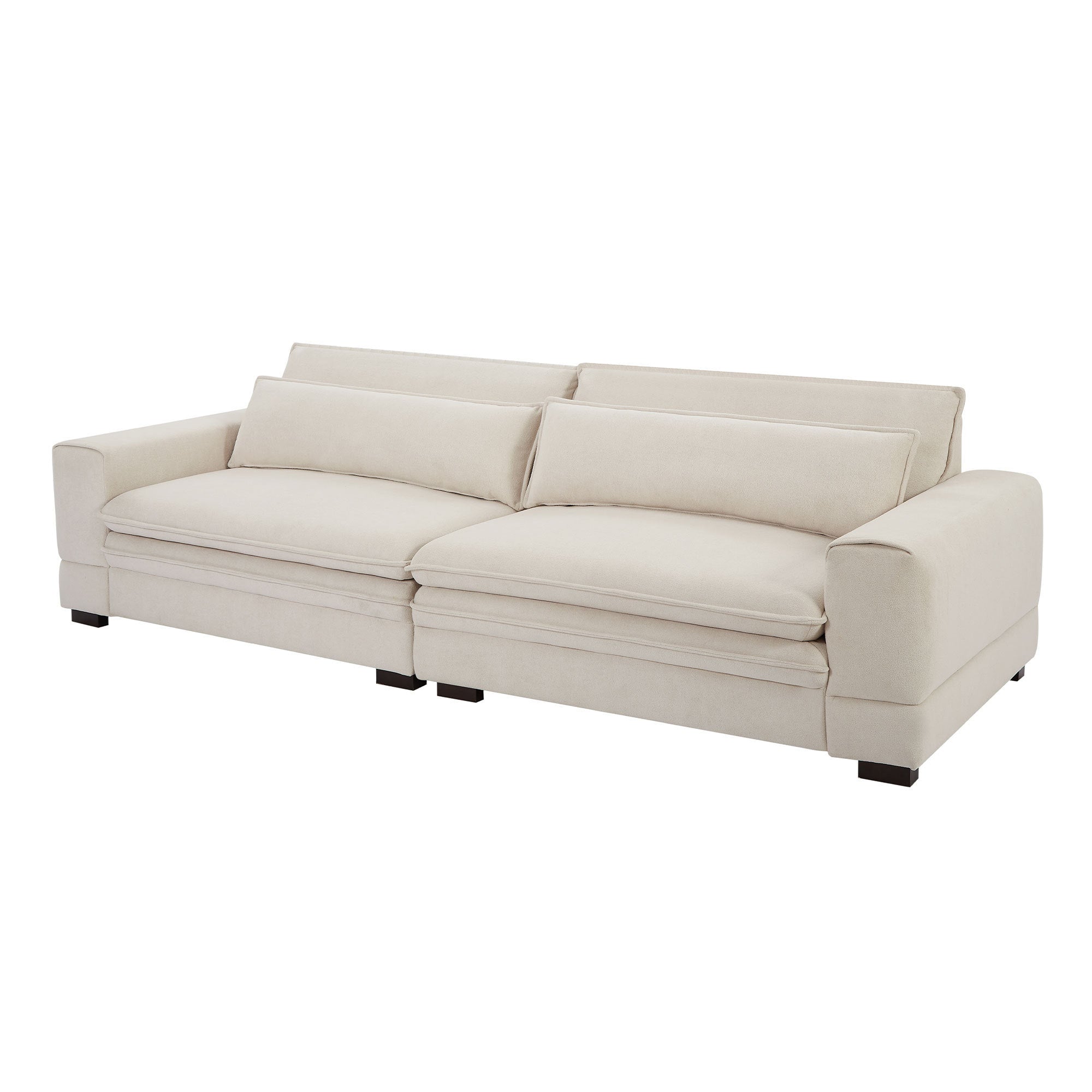 Oversized 3 Seater Deep Sofa, Pillow Top Couch, Beige