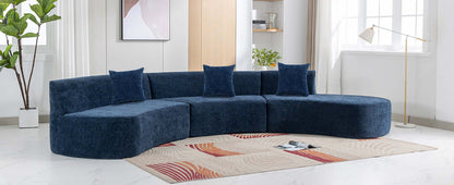 Curved Sofa, Modern Large Sectional Couch - Blue