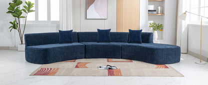 Curved Sofa, Modern Large Sectional Couch - Blue