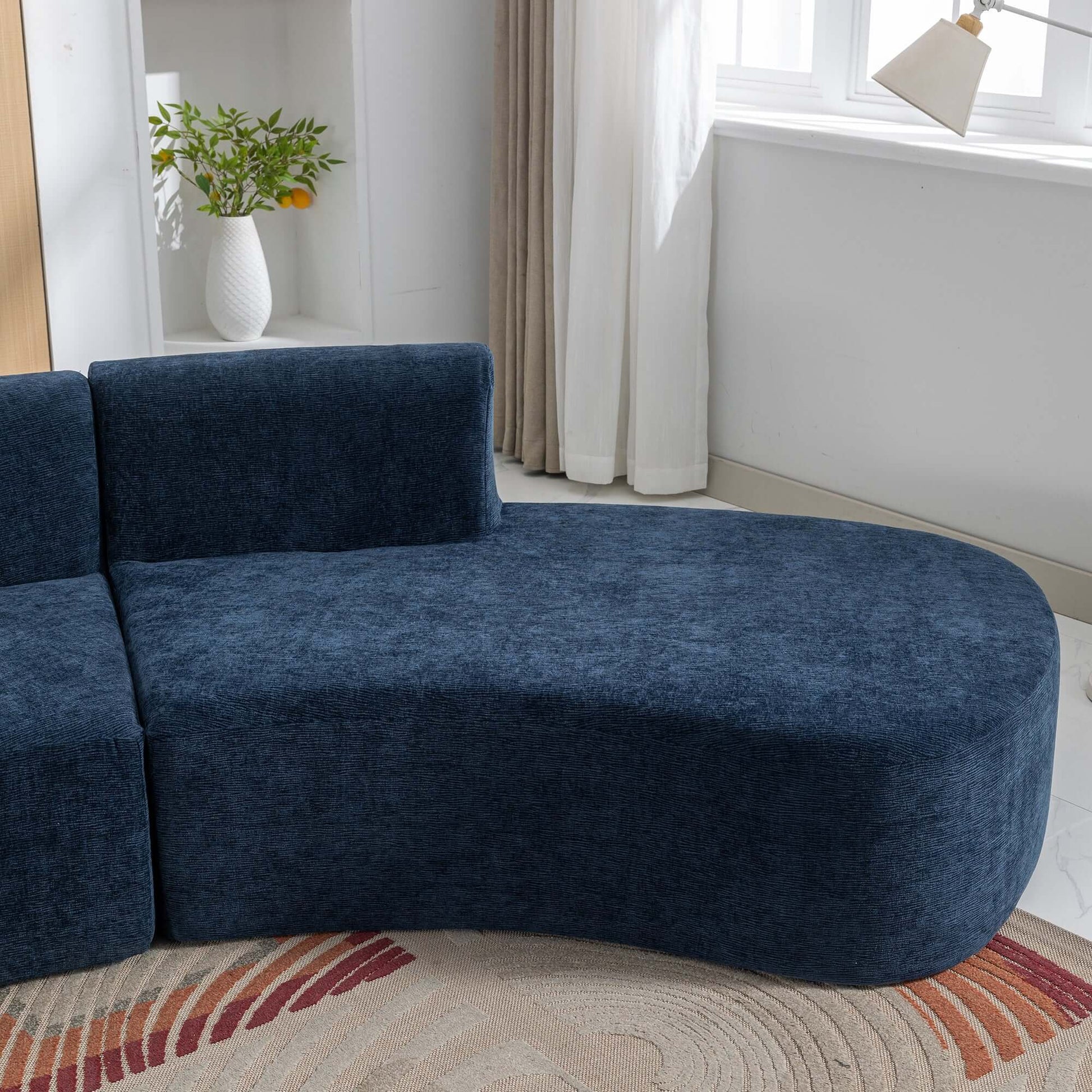 Curved Sofa, Modern Large Sectional Couch - Blue