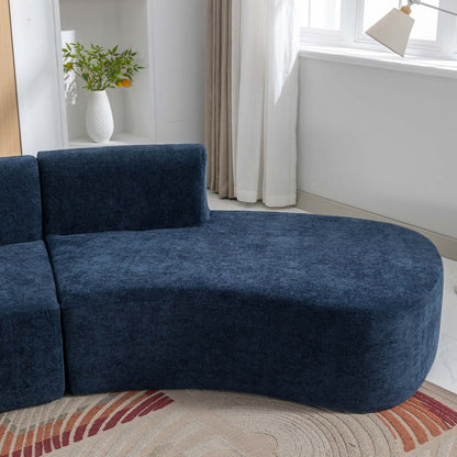 Curved Sofa, Modern Large Sectional Couch - Blue