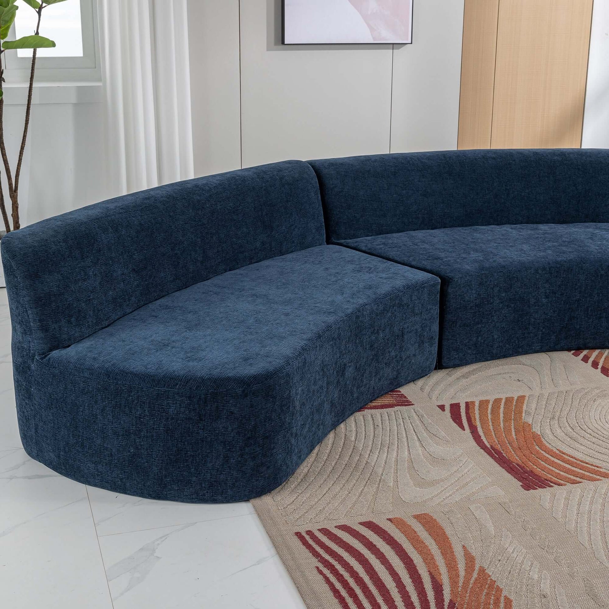 Curved Sofa, Modern Large Sectional Couch - Blue