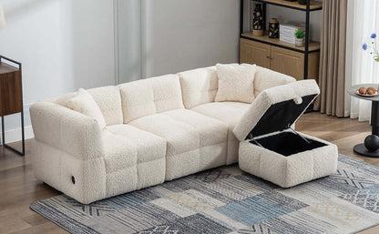 Small Couch, Sectional with Ottoman - Beige