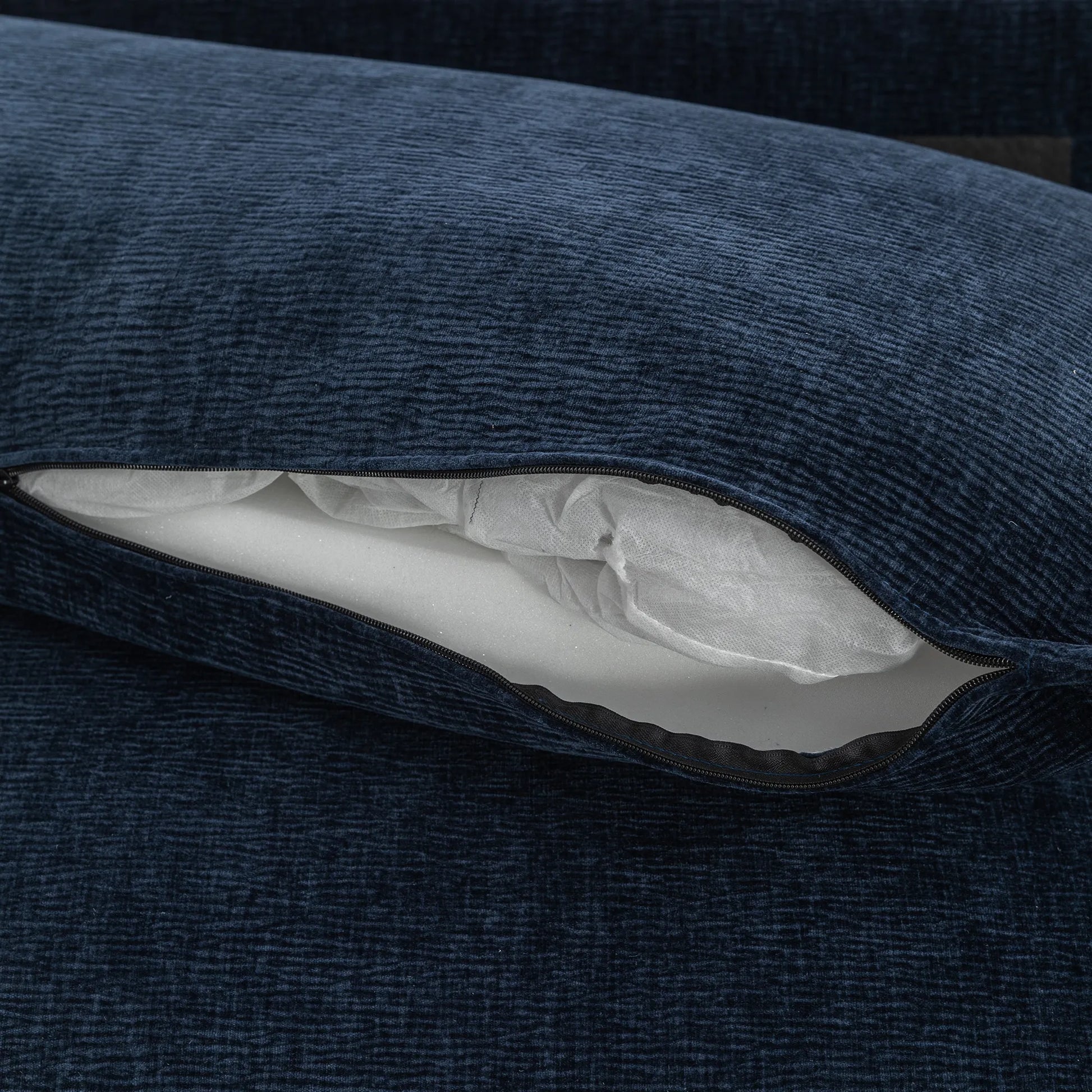 Plush Couch, Deep Seat Couch with Ottomans, Blue