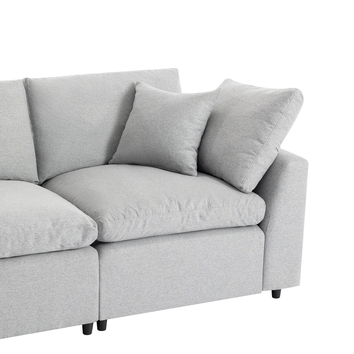 Louie Grey Sectional Couch, Sofa with Ottoman