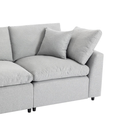 Louie Grey Sectional Couch, Sofa with Ottoman