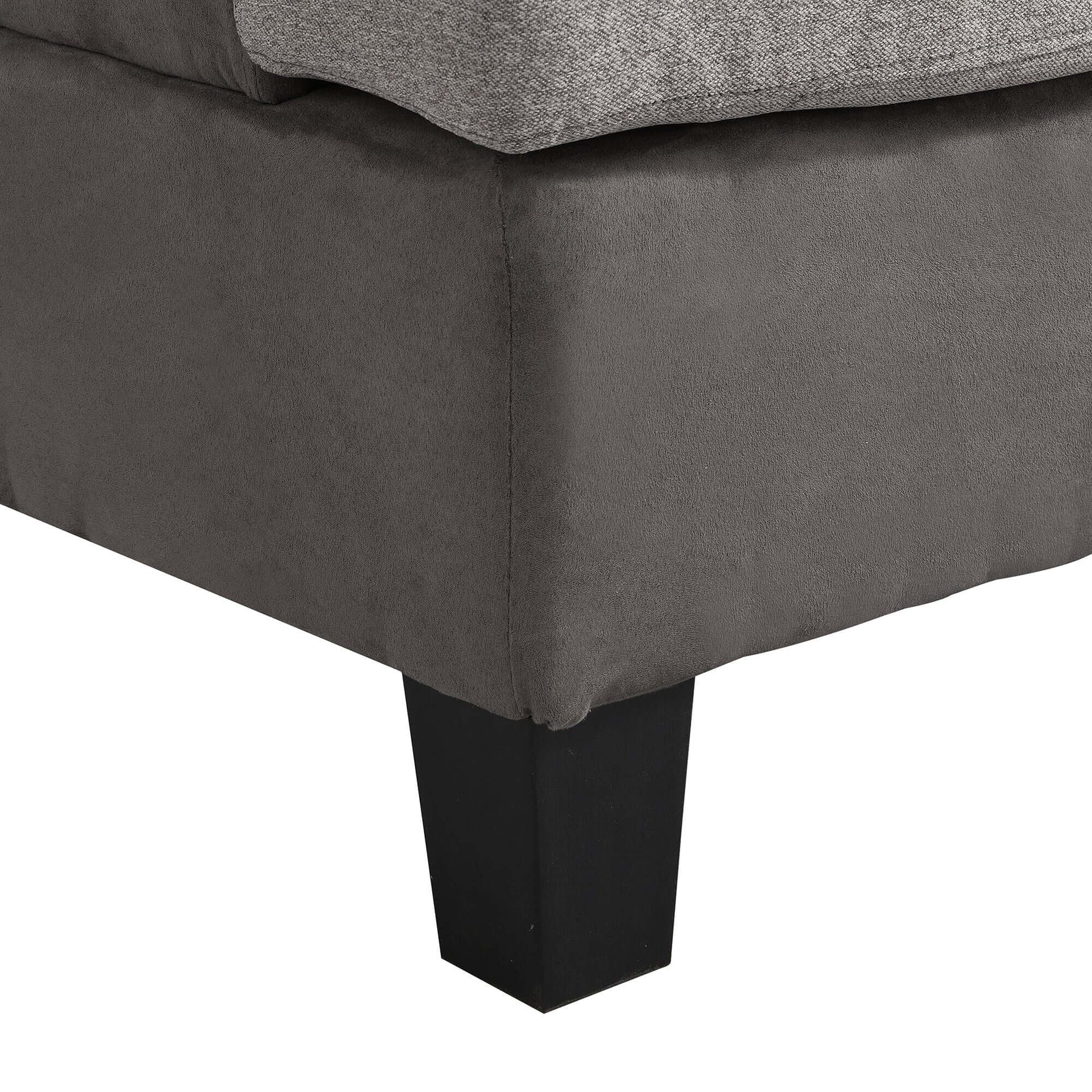 Gray Sectional Couch, Sofa with Chaise and Storage Ottoman