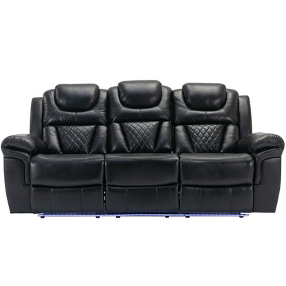 Louie Luxury Recliner Sofa Set, Home Theater Seating with LED Lights