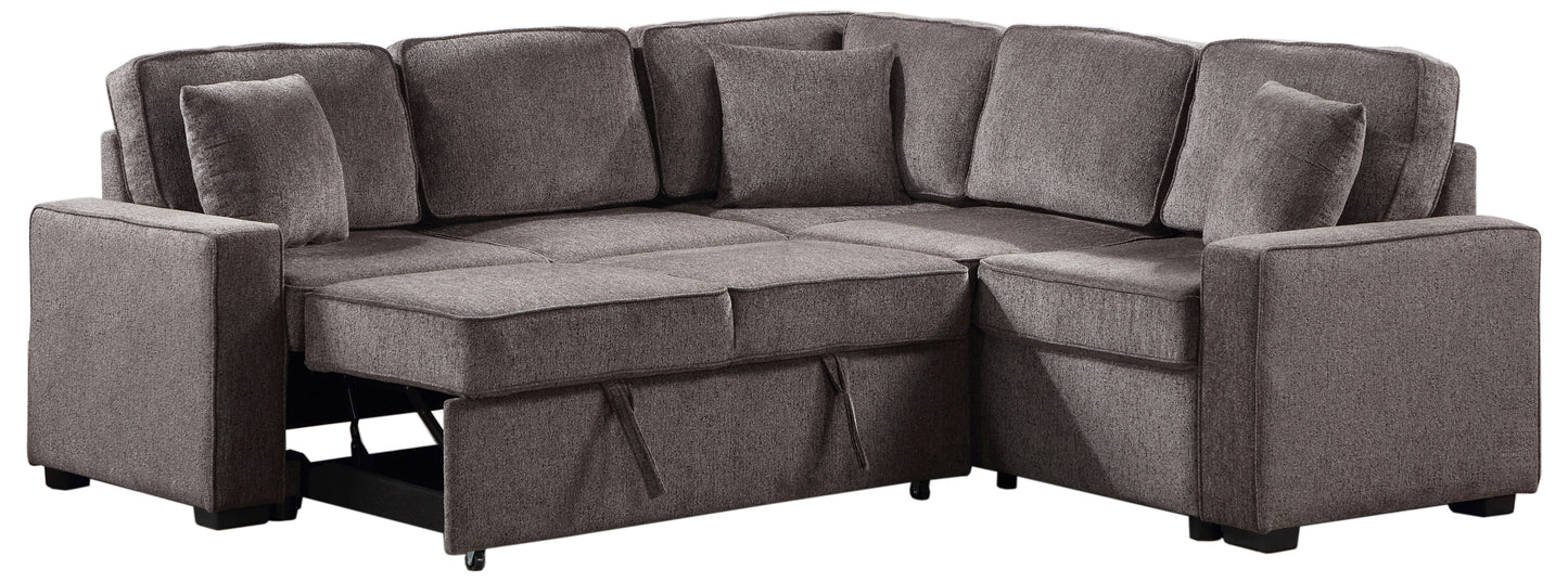 Louie Sleeper Sectional, Couch L Shape - Brown