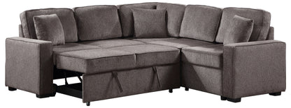 Louie Sleeper Sectional, Couch L Shape - Brown