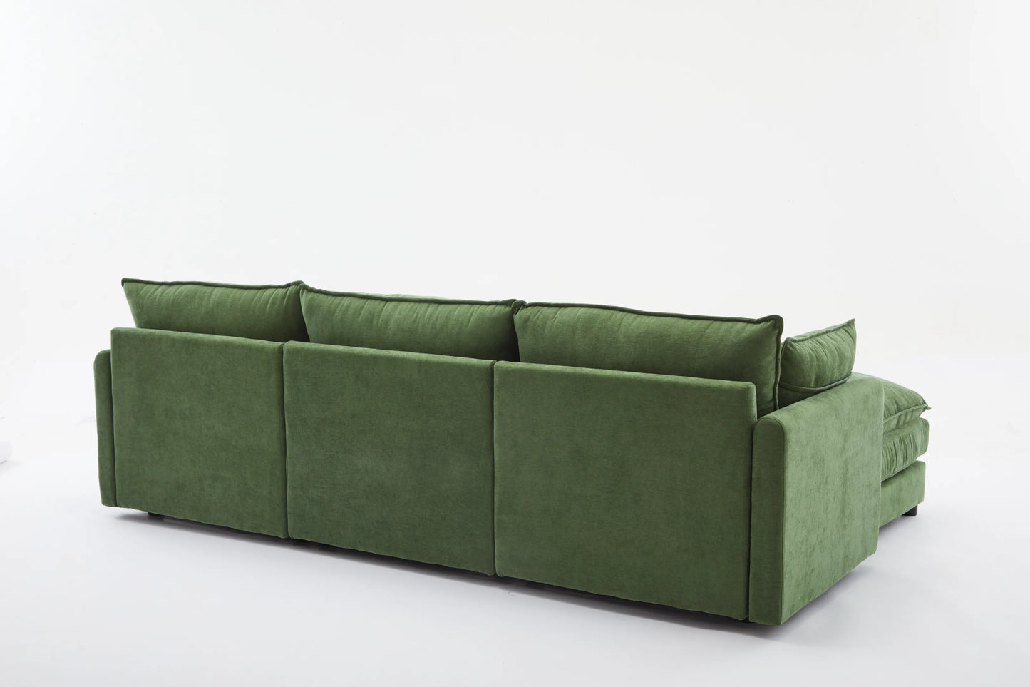 3 Seater Sofa, L Shaped Couch with Ottoman, Beige/Gray/Green