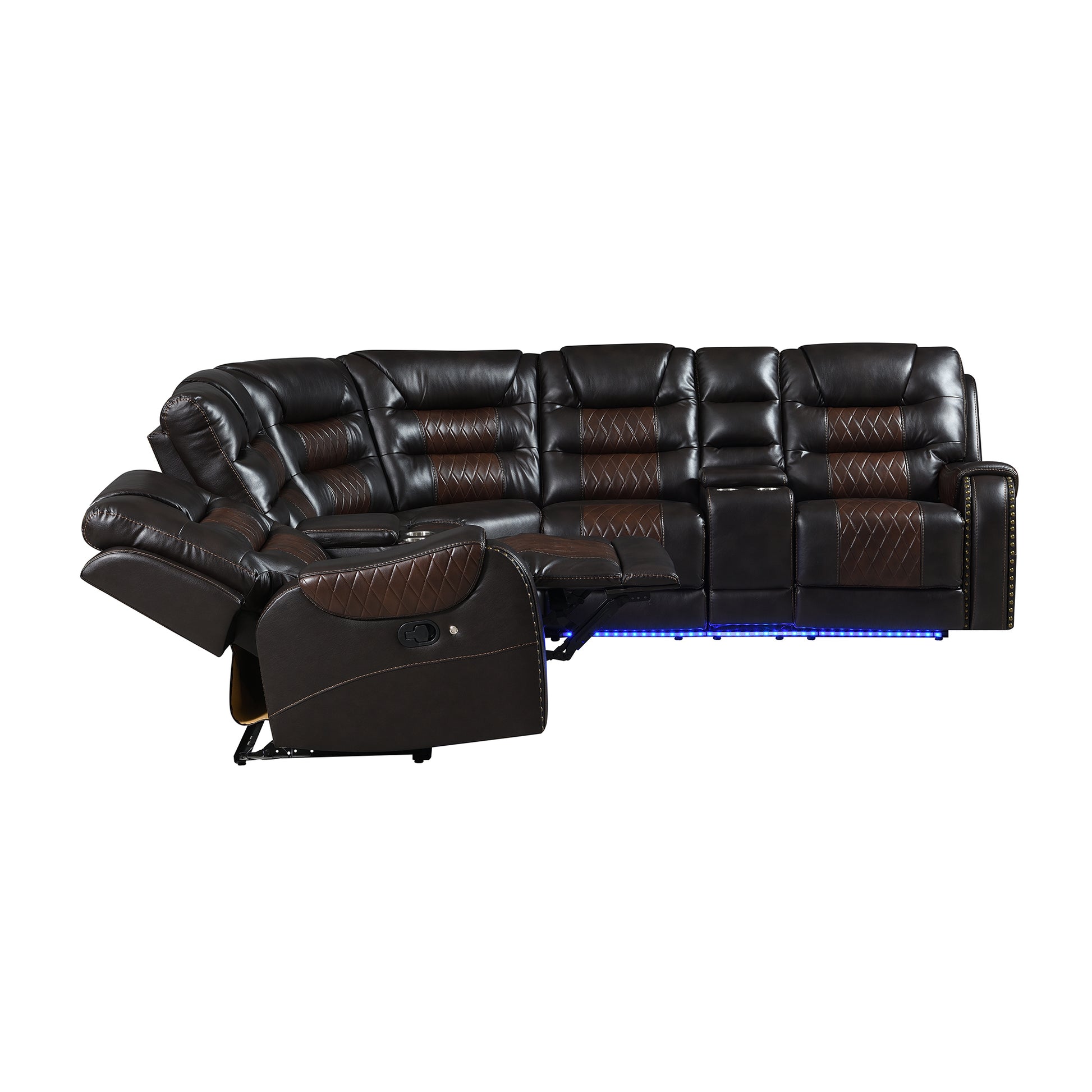 Luxury Reclining Sofa, Corner Sectional Couch Recliner, Brown