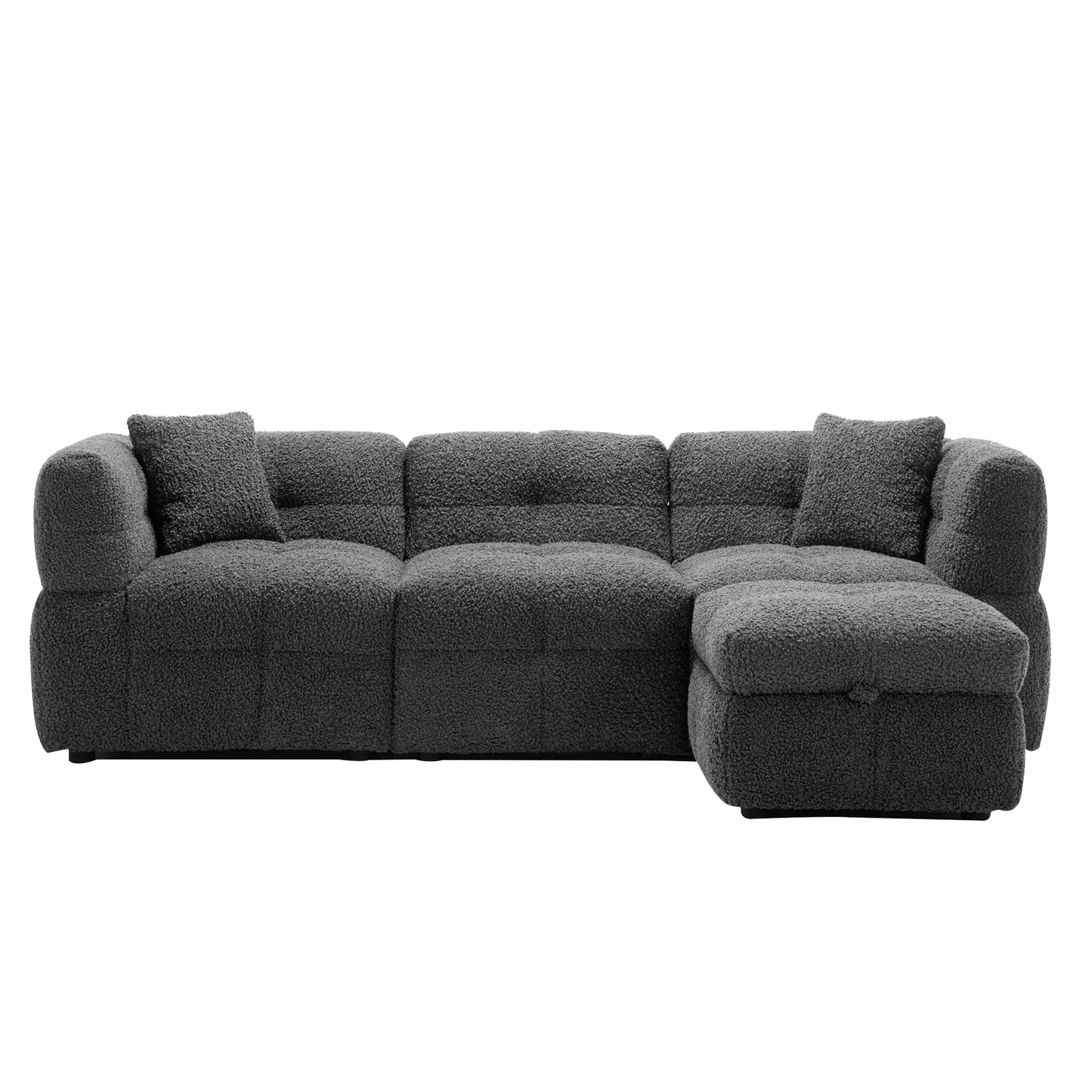 Small Couch, Sectional with Ottoman - Gray