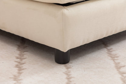 Louie Sofa L Shape, Modular Couch with Ottoman - Beige