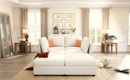 Large Sectional Couch with Storage, Sofa with Chaise- Beige