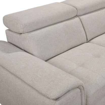 U Shaped 7-seat Sectional with Sofa Bed and Storage Chaise for Living Room - Beige, Gray
