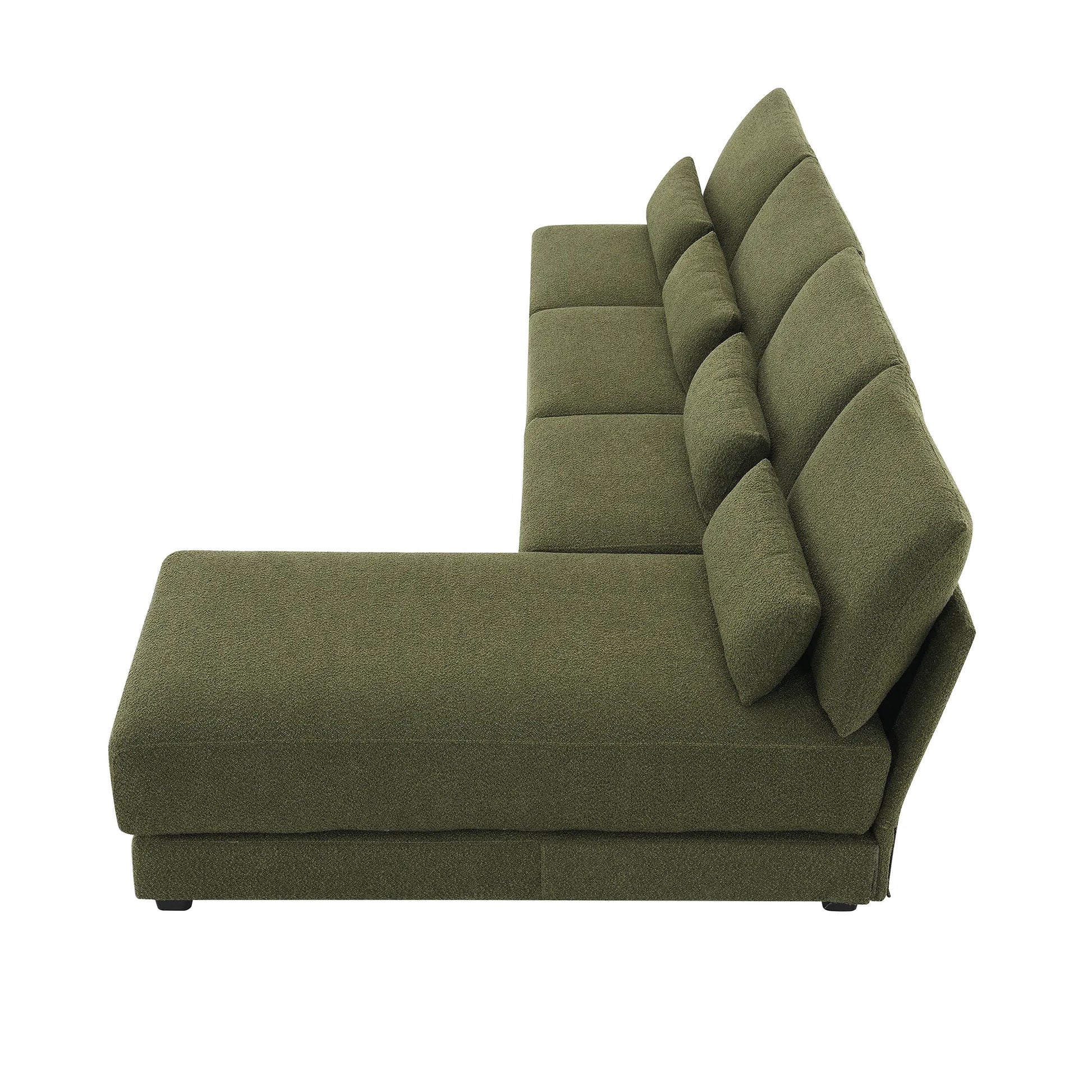 L Shape Couch, Deep Seat Sectional Sofa with Reversible Chaise, Green