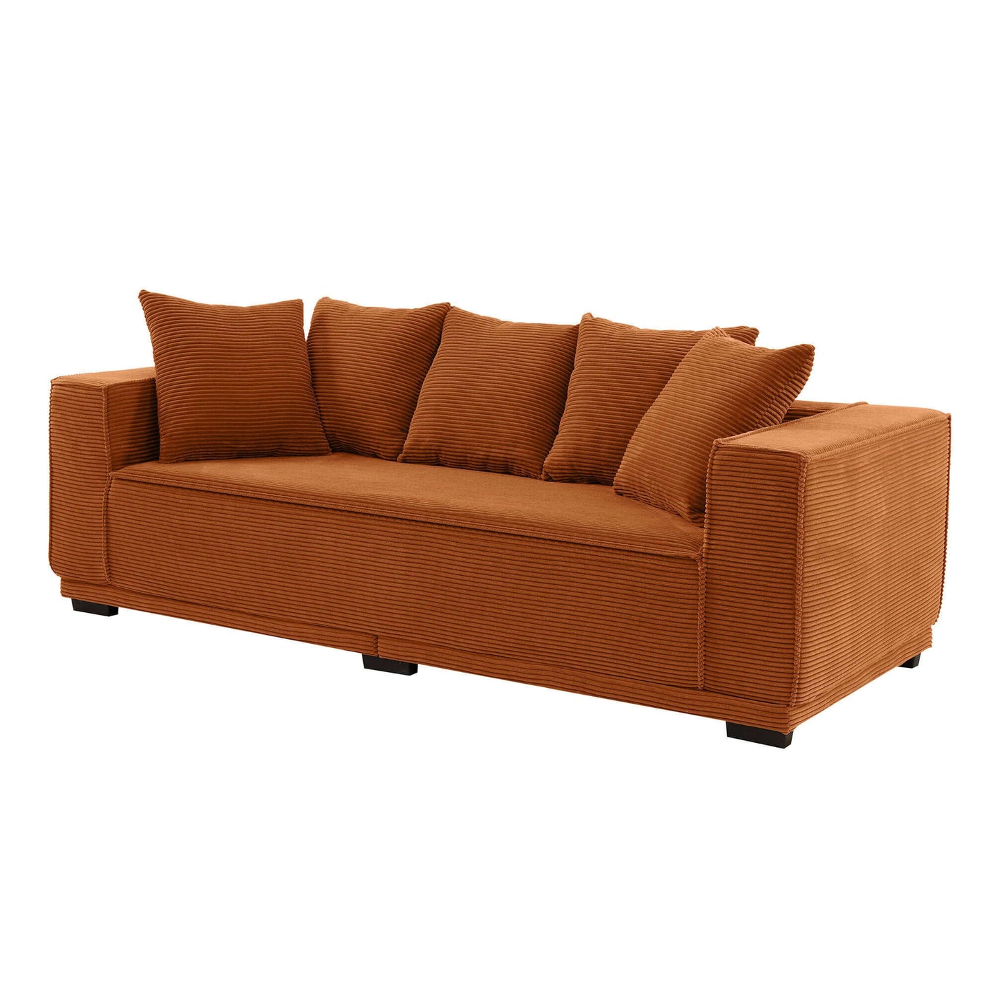 Louie Modern Corduroy Sofa, 3-Seater Couch for Living Room, Bedroom, Apartment - Orange