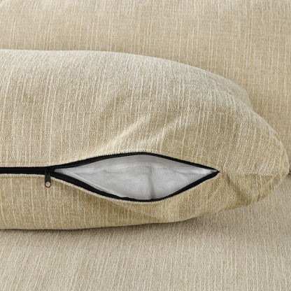 Comfy Sectional Cloud Couch, Chenille Sofa with Ottoman, Beige