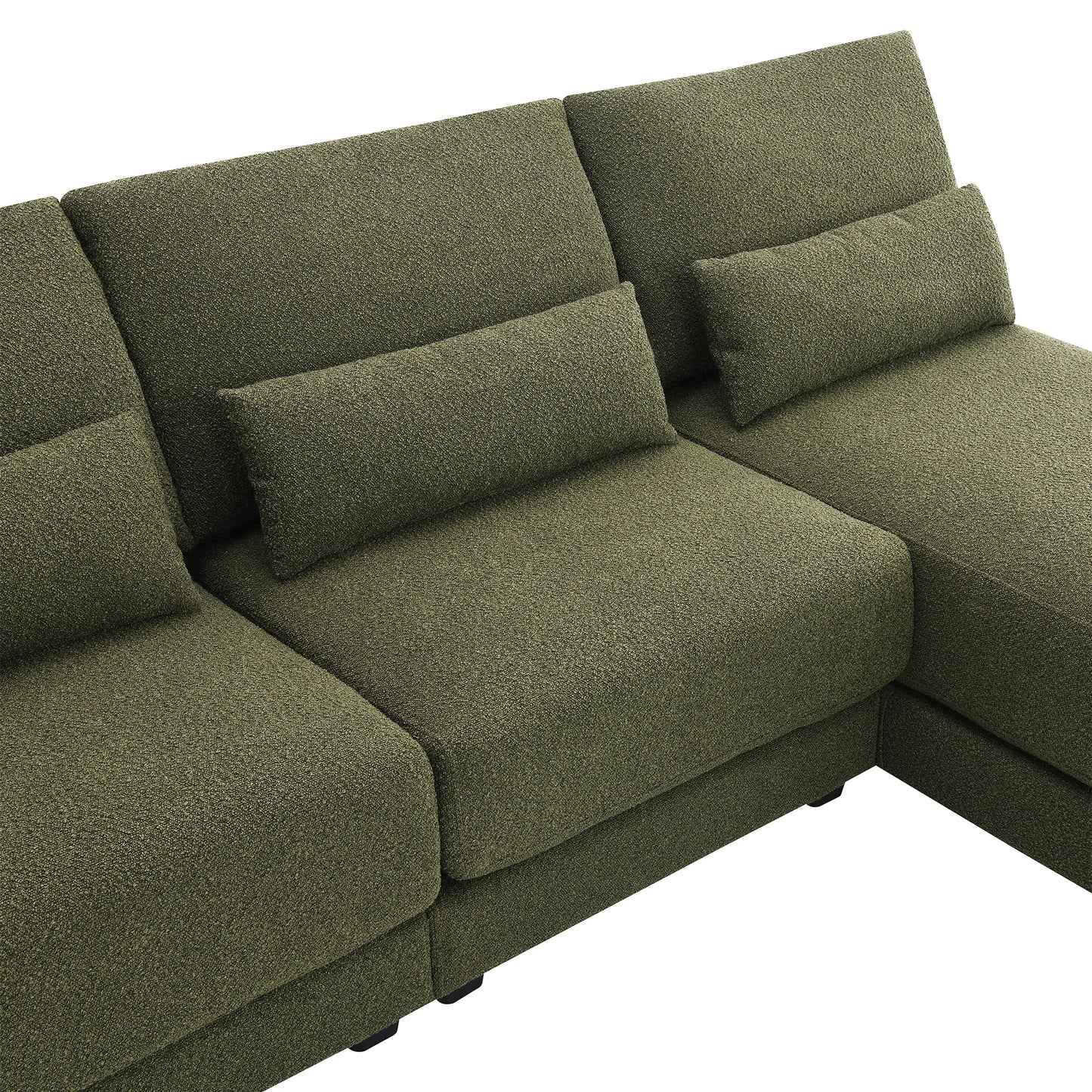 L Shape Couch, Deep Seat Sectional Sofa with Reversible Chaise, Green