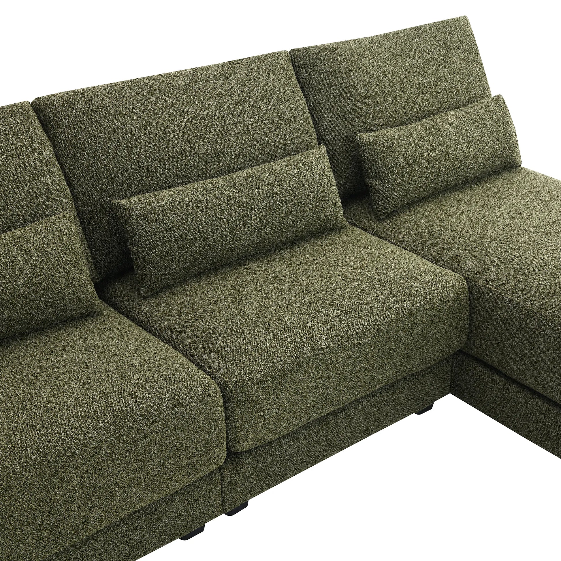 L Shape Couch, Deep Seat Sectional Sofa with Reversible Chaise, Green