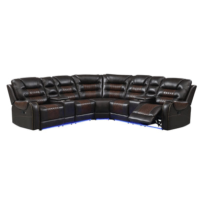 Luxury Reclining Sofa, Corner Sectional Couch Recliner, Brown