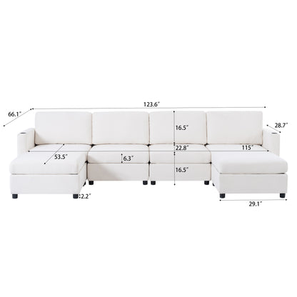 Large Sectional Couch with Storage, Sofa with Chaise- Beige