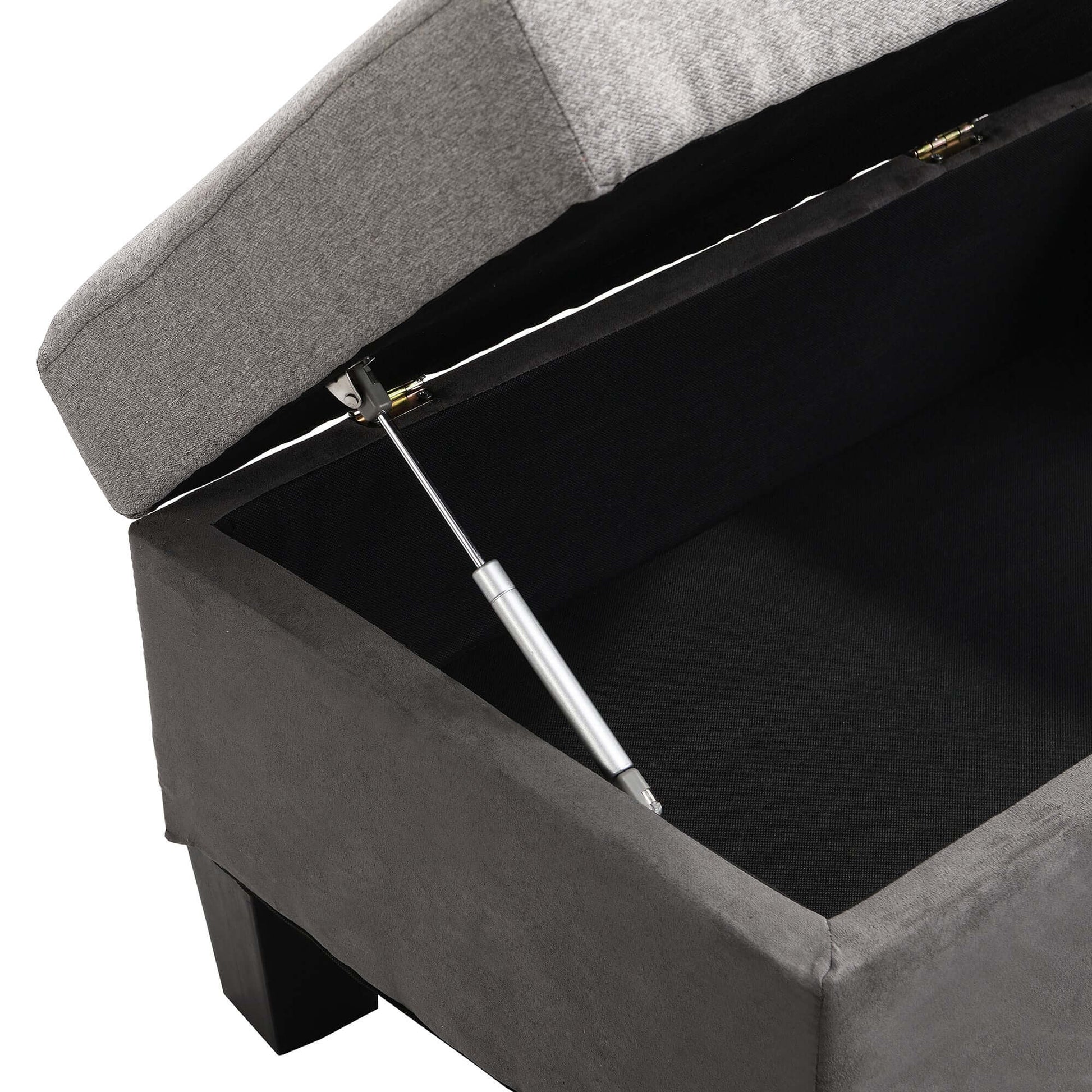 Gray Sectional Couch, Sofa with Chaise and Storage Ottoman