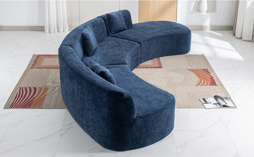 Curved Sofa, Modern Large Sectional Couch - Blue