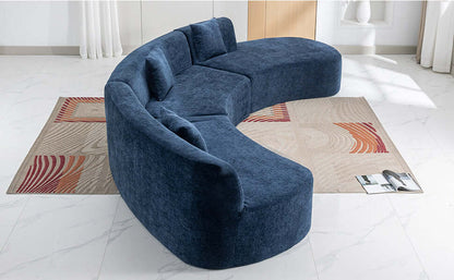 Curved Sofa, Modern Large Sectional Couch - Blue