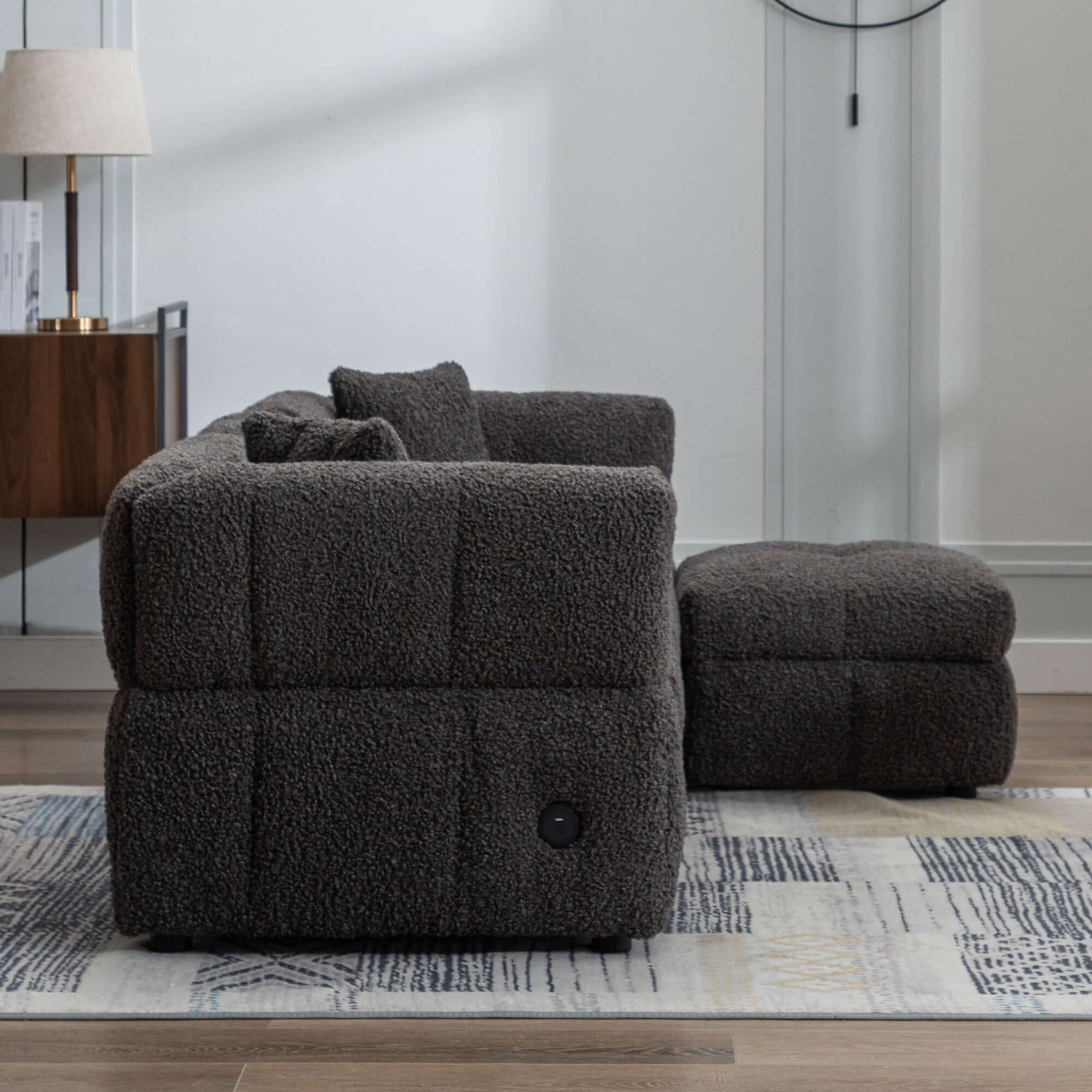 Small Couch, Sectional with Ottoman - Gray