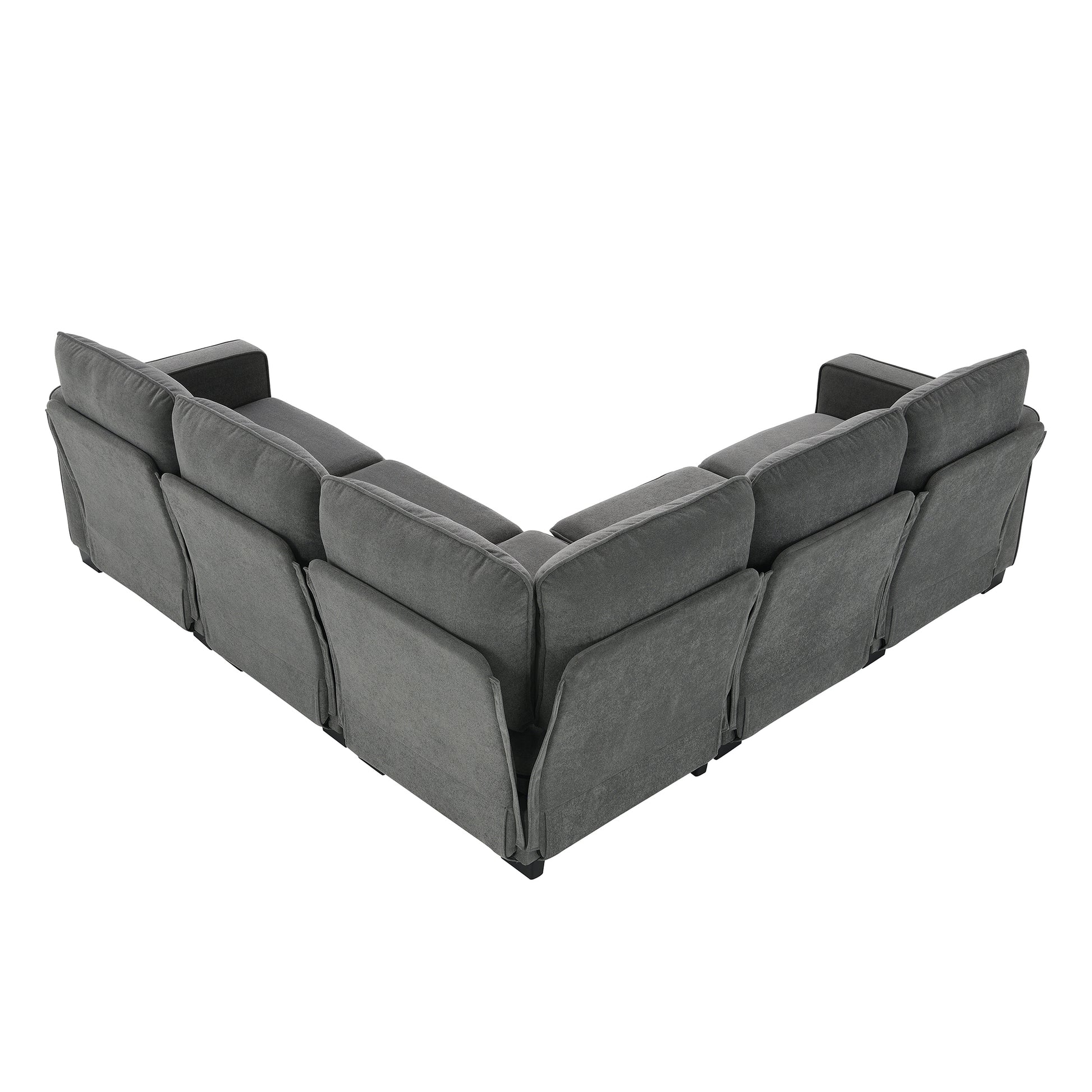 Corner Sectional Sofa, L-Shaped Comfy Couch, Gray
