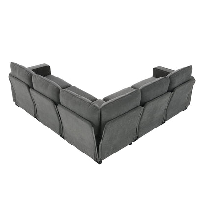 Corner Sectional Sofa, L-Shaped Comfy Couch, Gray