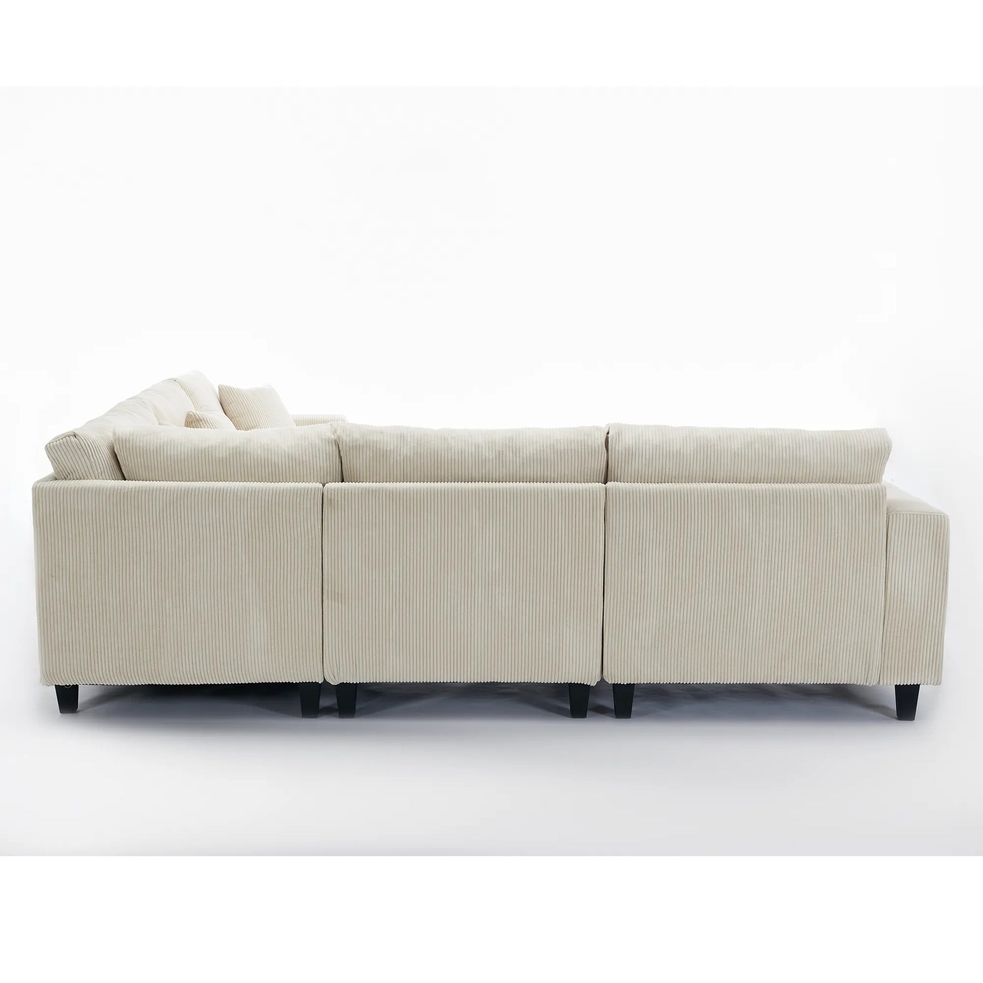Modular Sectional Sofa, Deep Seat Corduroy Couch, Beige