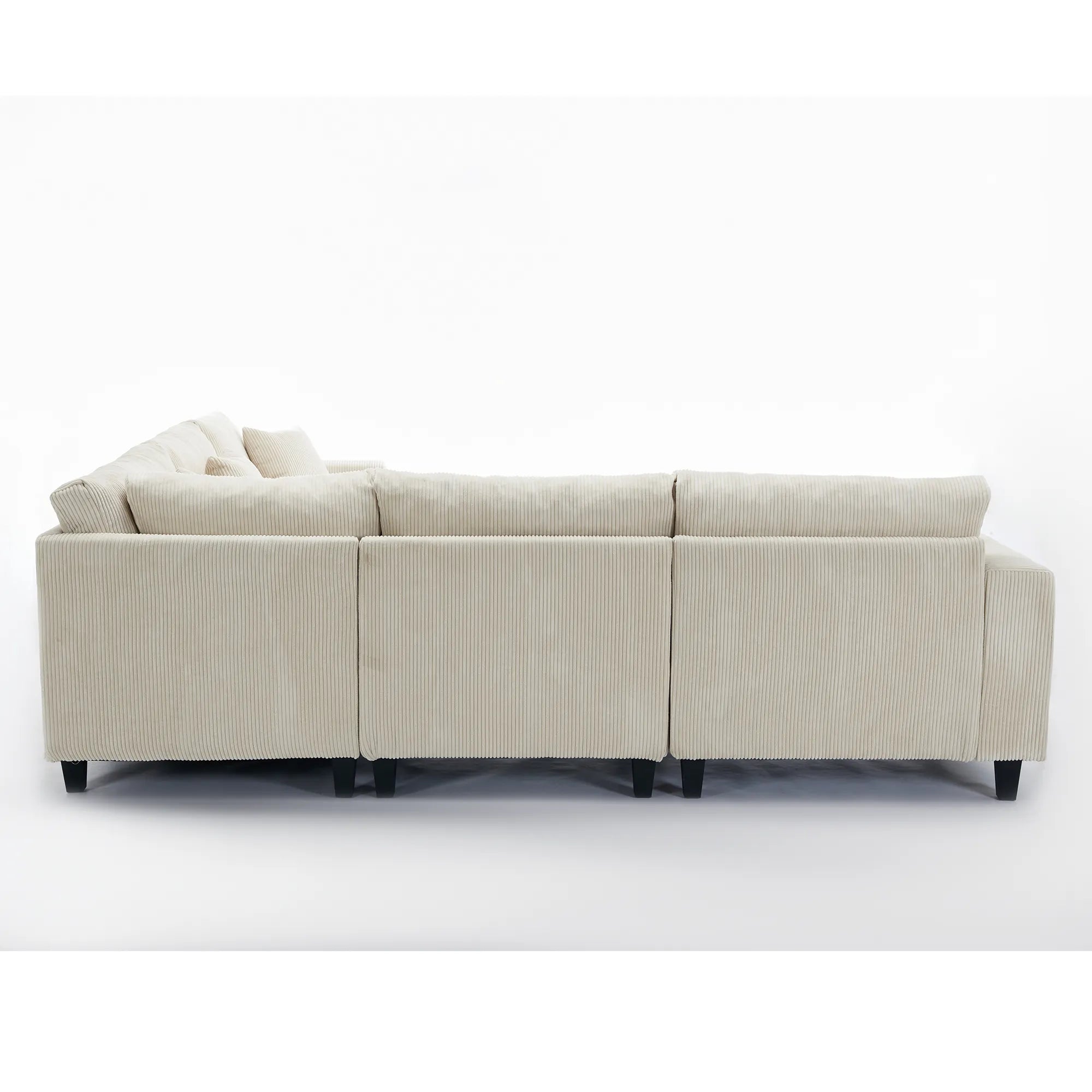 Modular Sectional Sofa, Deep Seat Corduroy Couch, Beige