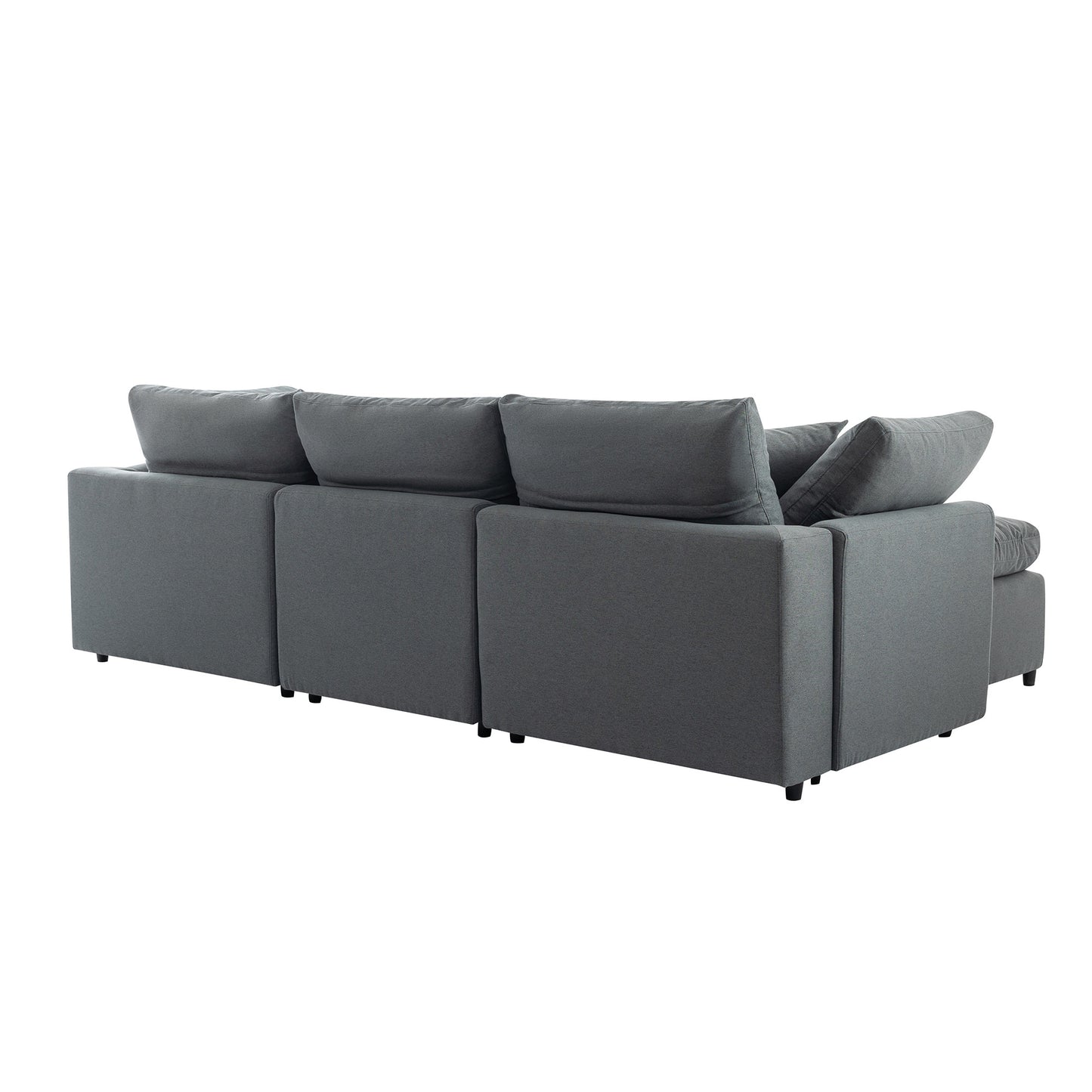 Louie Grey Sectional Couch, Sofa with Ottoman