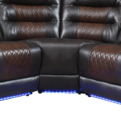 Luxury Reclining Sofa, Corner Sectional Couch Recliner, Brown