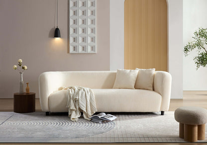 Modern Deep Seat Sofa, Plush Upholstered Couch, White