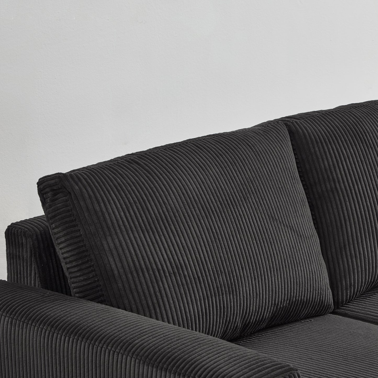 Louie Sofa Chaise Sleeper, Corduroy Couch with Double Chaise Storage - Dark Gray