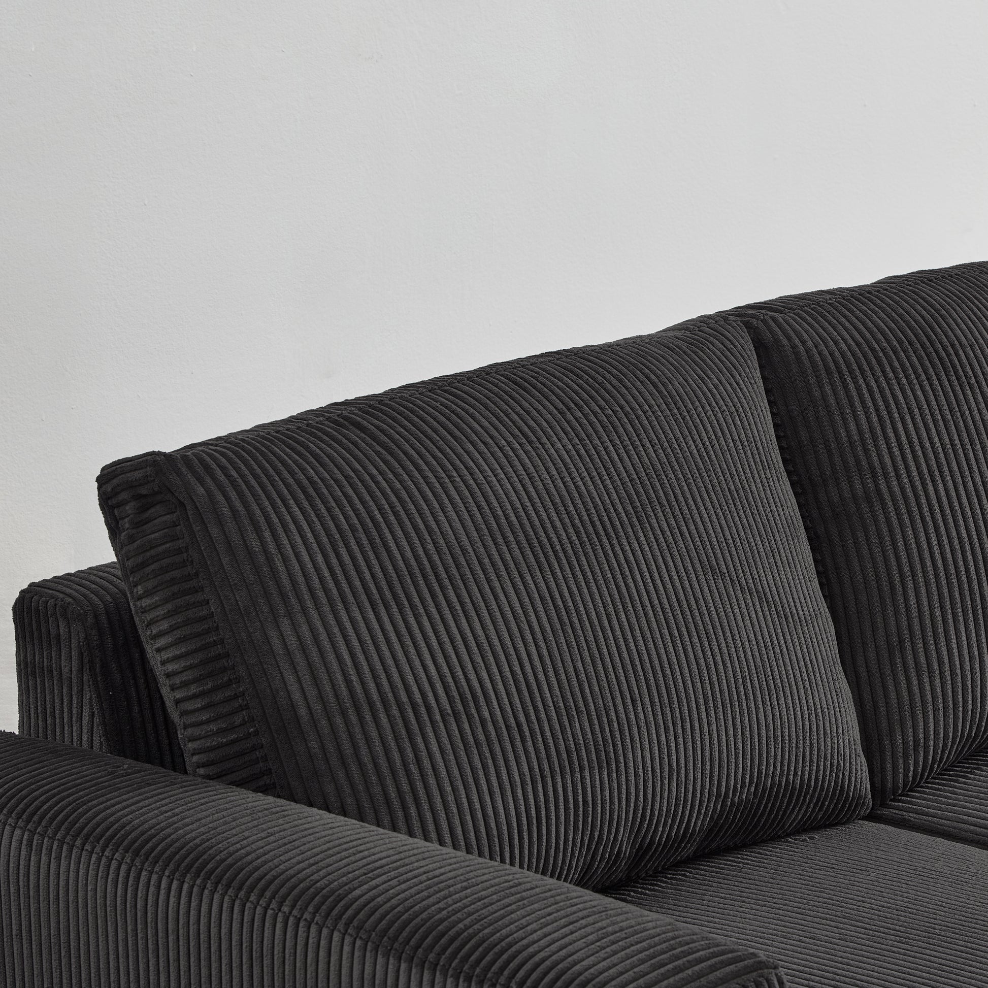 Louie Sofa Chaise Sleeper, Corduroy Couch with Double Chaise Storage - Dark Gray