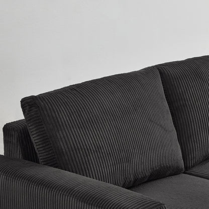 Louie Sofa Chaise Sleeper, Corduroy Couch with Double Chaise Storage - Dark Gray
