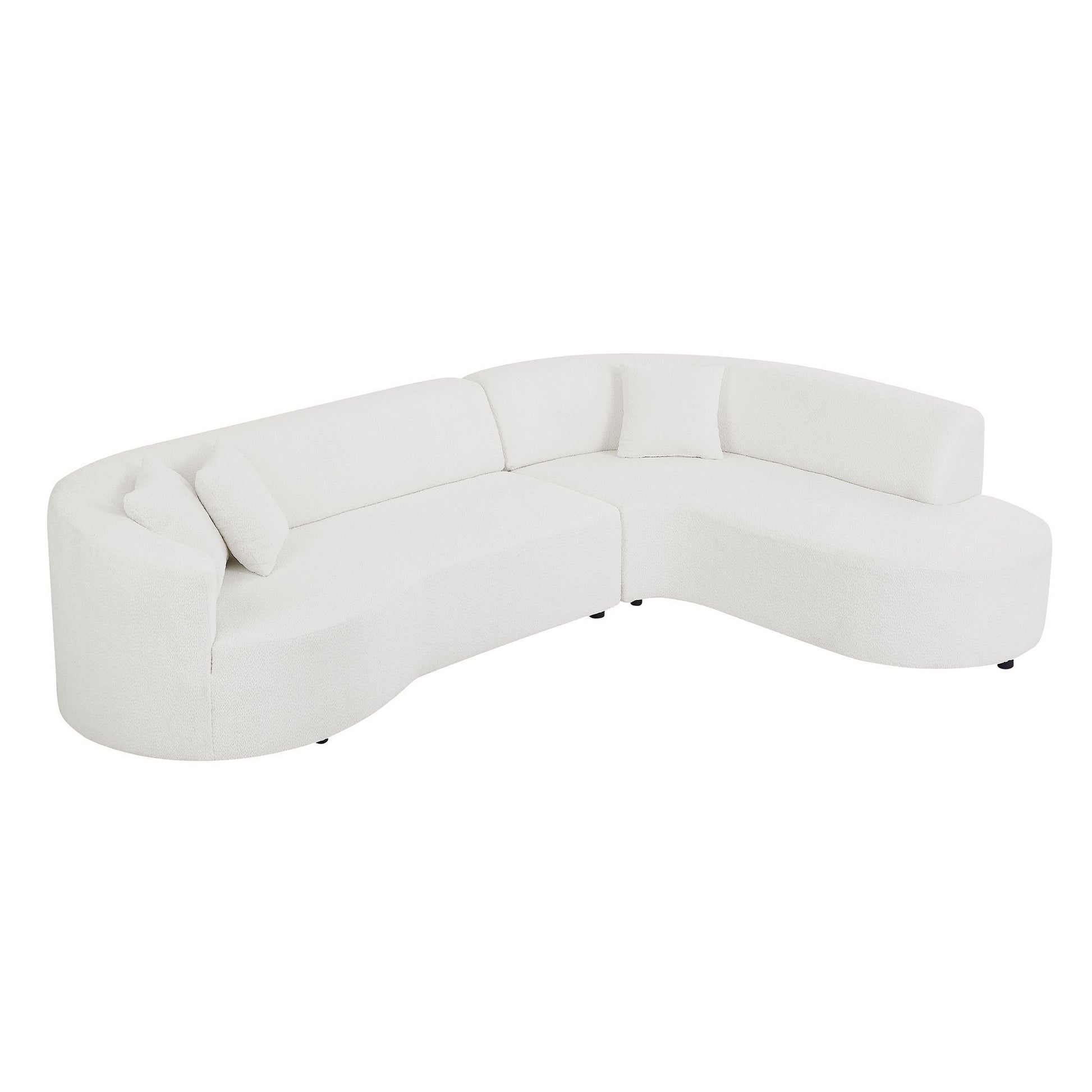 Luxury Curved Sofa, White Sectional Couch with Chaise