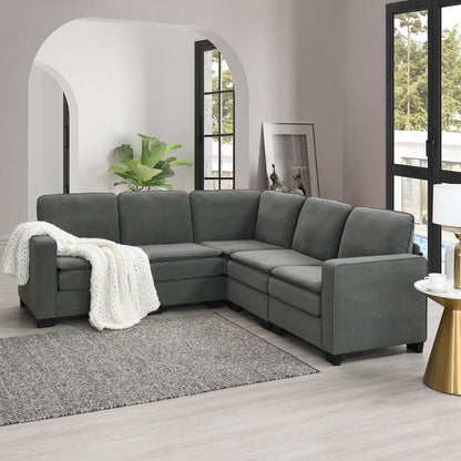 Corner Sectional Sofa, L-Shaped Comfy Couch, Gray