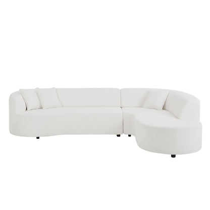 Luxury Curved Sofa, White Sectional Couch with Chaise